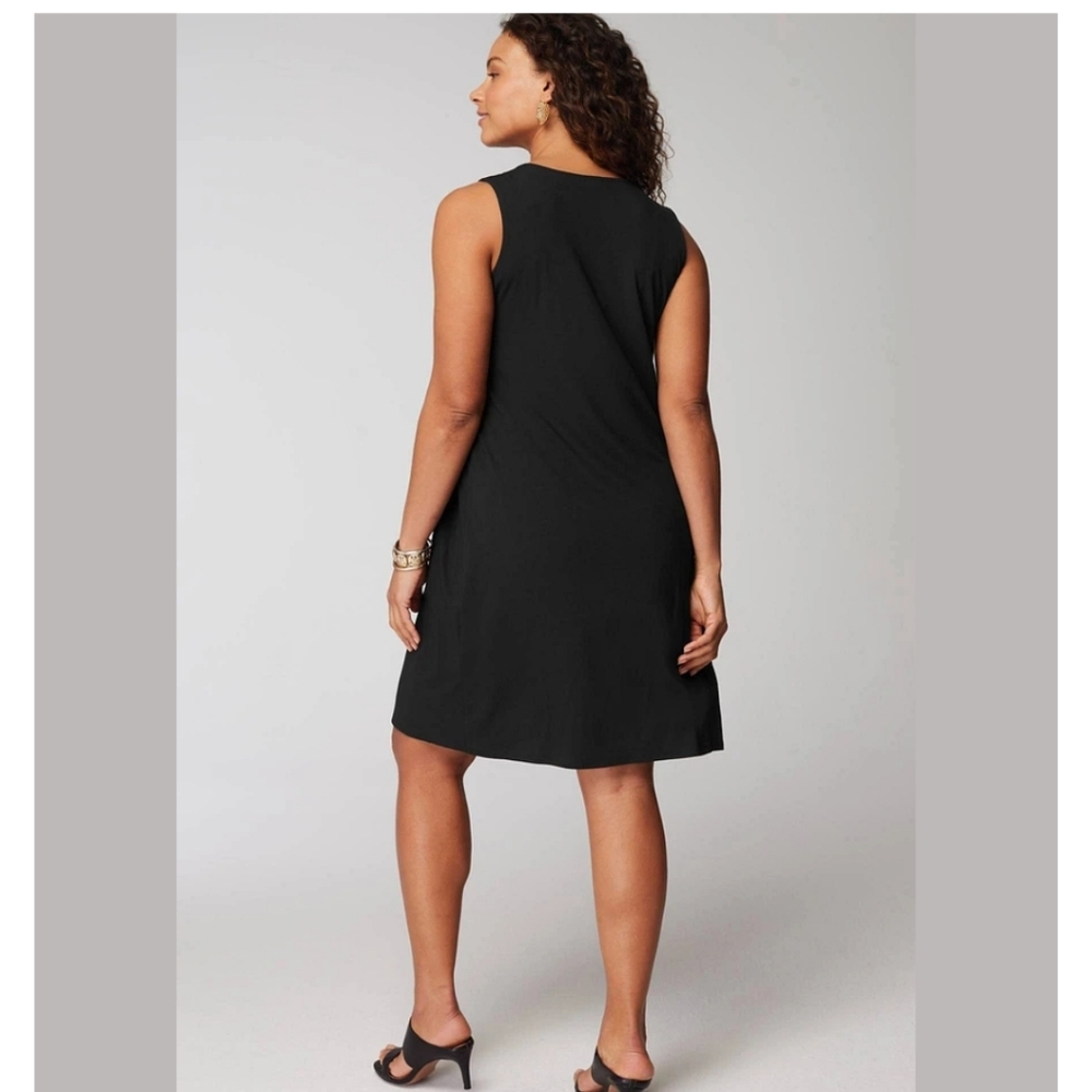 J.Jill Wearever Collection Tie-Waist Elegant Black Sleeveless Dress Size Medium - Picture 3 of 15